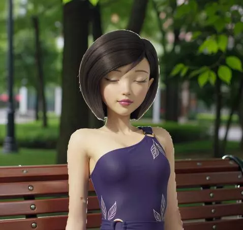 AI Video from prompt: A person sitting on a park bench takes a deep br