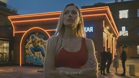 AI Video from prompt: The camera does not move. The girl, in a state o