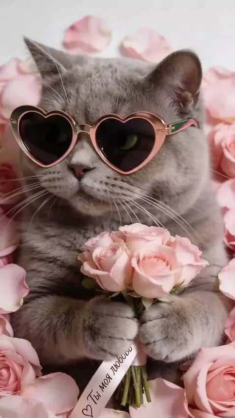 AI Video from prompt: The Cat looks over his glasses , smiles and nods