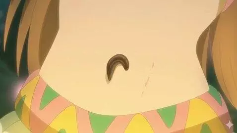 AI Video from prompt: Have bug gone inside her belly button with her b