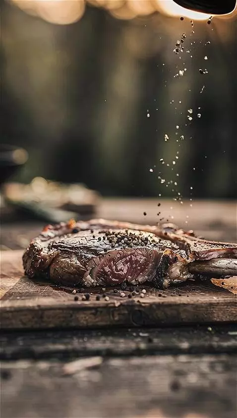 AI Video from prompt: freshly ground black pepper falling over seasone