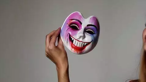 AI Video from prompt: Minimalistic illustration: a mask with a smile i