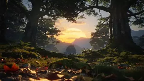 AI Video from prompt: Sunset in the forest and the video lasts 5 secon