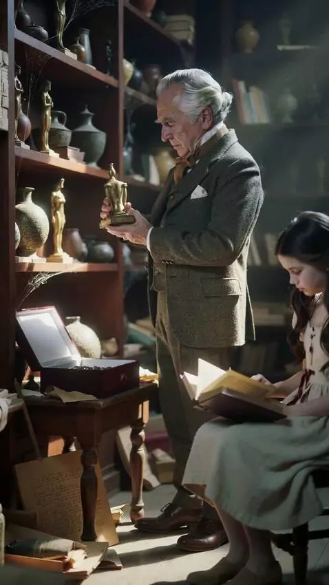 AI Video from prompt: Cinematic scene in the back room of an antique s