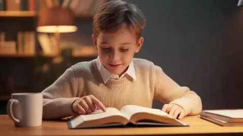 AI Video from prompt: the video begins with a Russian boy who sits at 