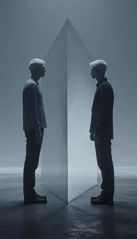 AI Video from prompt: Minimalistic illustration: two silhouettes of a 