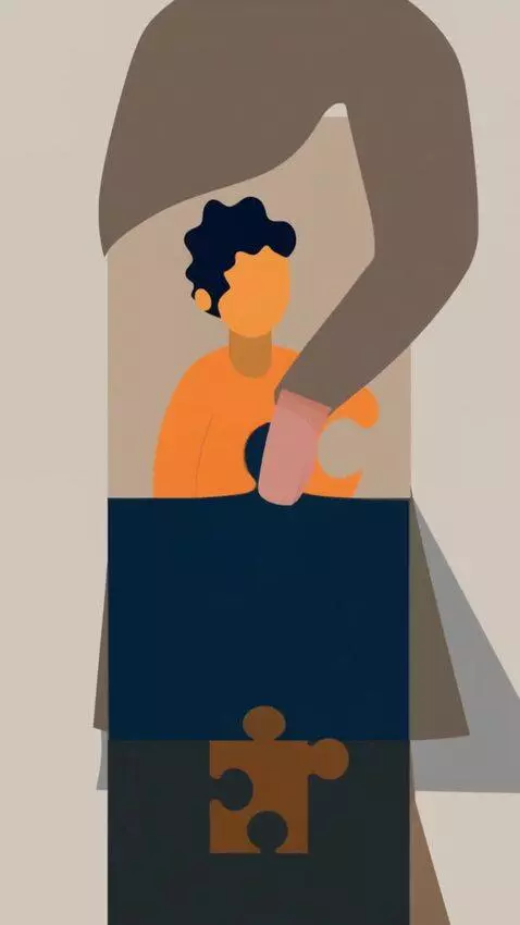 AI Video from prompt: Minimalistic illustration: a person puts togethe