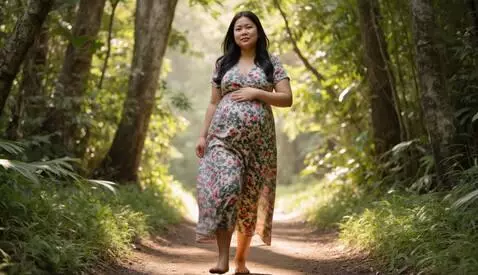 AI Video from prompt: A large, Filipina, ssbbw who is struggling to wa