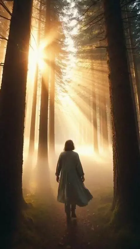 AI Video from prompt: Epic cinematic shot, human silhouette walking th