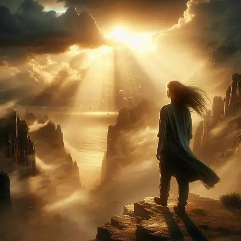 AI Video from prompt: Epic cinematic shot, human silhouette walking th