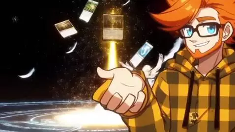 AI Video from prompt: Bright anime-style Magic: The Gathering battlefi