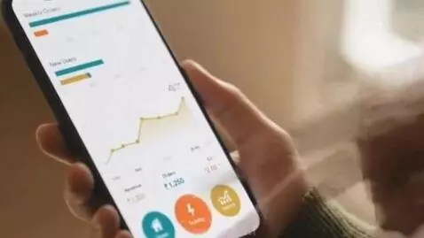 AI Video from prompt: First-person POV shot. A smartphone is held dire