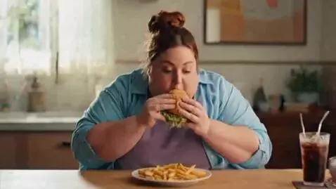 AI Video from prompt: a montage of a woman eating and becoming fatter,