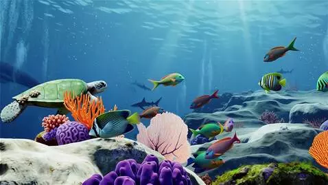 AI Video from prompt: Deep underwater ocean scene, crystal clear blue 