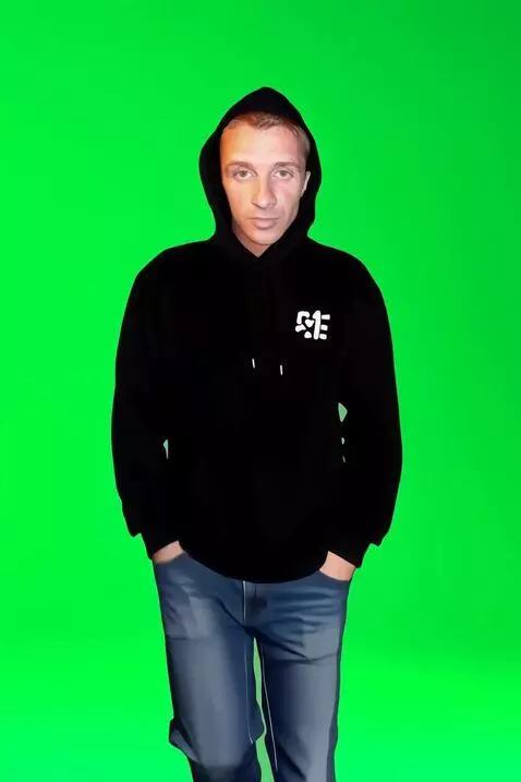 AI Video from prompt: Without taking his eyes off the camera, the youn