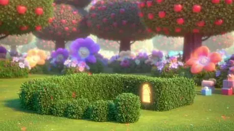 AI Video from prompt: 3D, 4K cartoon video: "Magical Garden of Childre