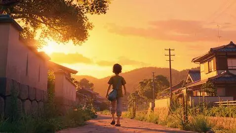 AI Video from prompt: "A small boy walking through a peaceful village 