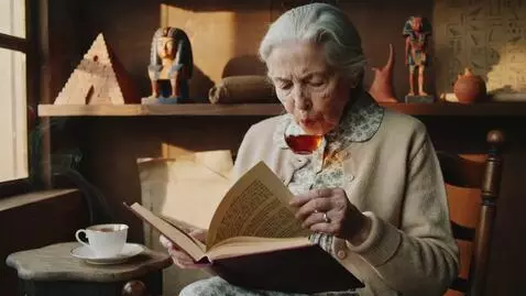 AI Video from prompt: An old nanny read book about ancient Egypt