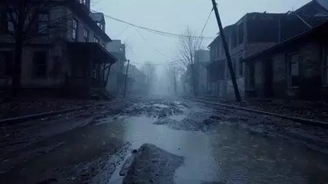 AI Video from prompt: It's drizzling and the sky is foggy. I'm walking