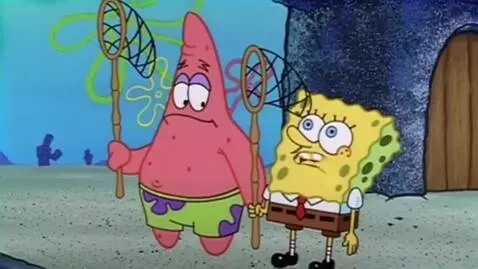 AI Video from prompt: Patrick watching inappropriate shows like family