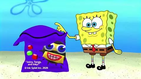 AI Video from prompt: spongebob squarepants reviews a product named "S