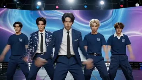 AI Video from prompt: 7 handsome Korean idols dance