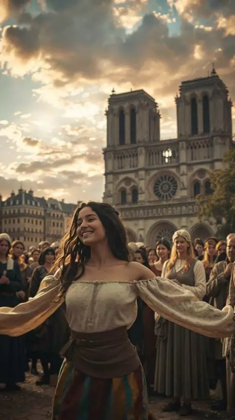 AI Video from prompt: The woman smiles and dances. **The camera circle