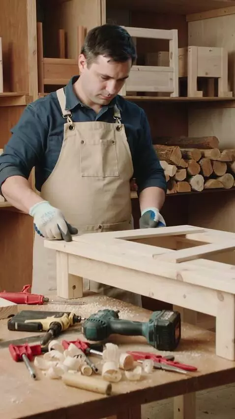 AI Video from prompt: Making a handmade wooden table in 25 seconds: Le
