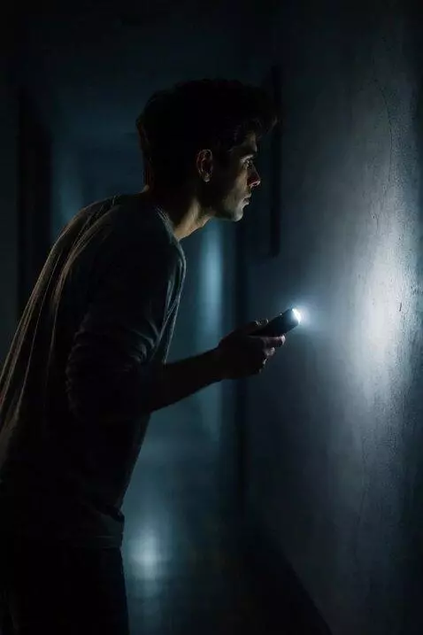 AI Video from prompt: side silhouette of young man stopping suddenly i