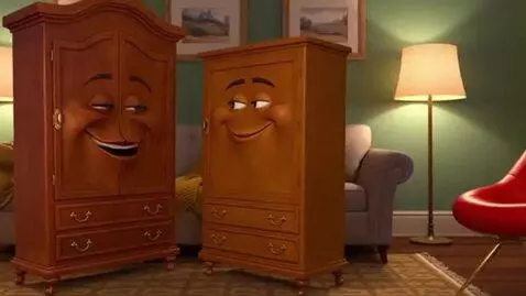 AI Video from prompt: Pixar-style animated furniture characters in a c