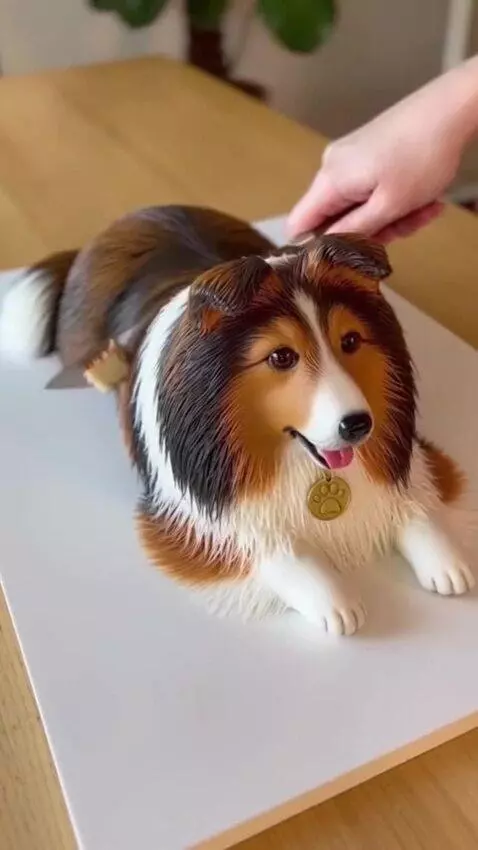 AI Video from prompt: A hand with knife cutting a cake that looks like