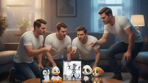 AI Video from prompt: Four Dads Gets Angry at Penguin, Duck, Panda, an