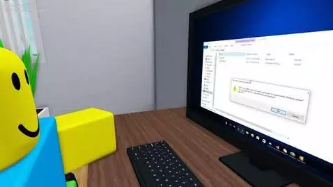 AI Video from prompt: Make a video of roblox noob accidentally deletin