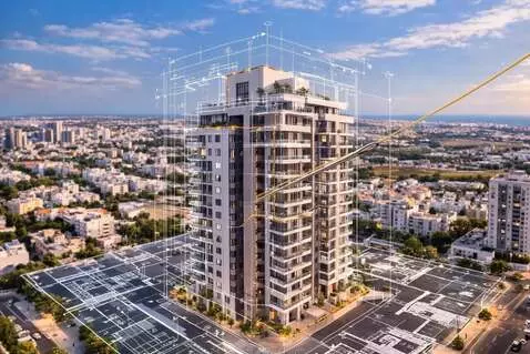 AI Video from prompt: Make a video of the needle sewing the building w