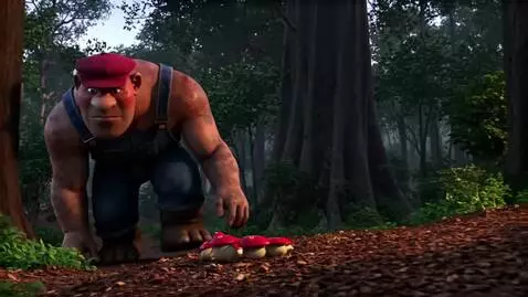 AI Video from prompt: 15.3ft Giant Mario is very aggressive, forest, d