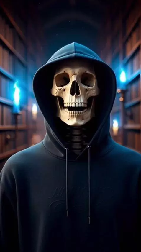 AI Video from prompt: Cinematic close-up of a hyper-realistic skeleton