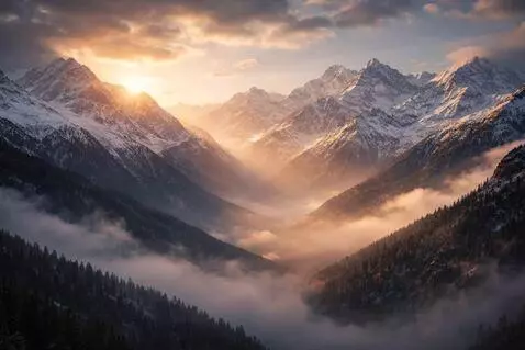 AI Video from prompt: slow cinematic camera push forward into the vall