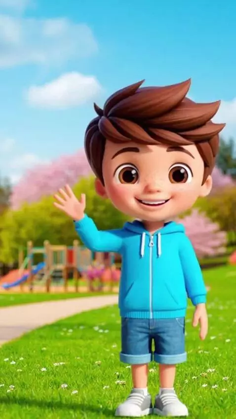 AI Video from prompt: ✅ Prompt 1 (Very Simple): "cute cartoon boy wavi