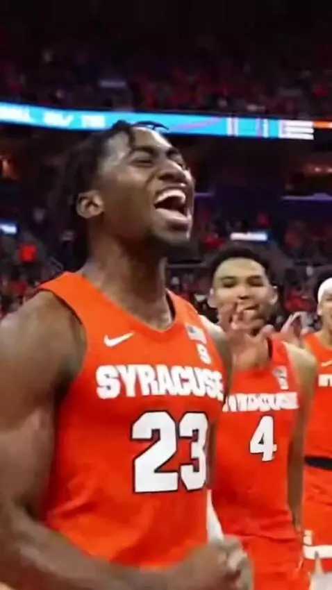 AI Video from prompt: Syracuse basketball team cheering after imposing