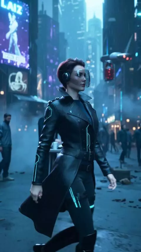 AI Video from prompt: cyberpunk city looped crowd, repeating actions, 