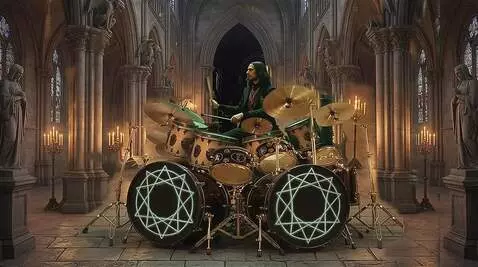 AI Video from prompt: the drummer plays the beat, camera is locked dow