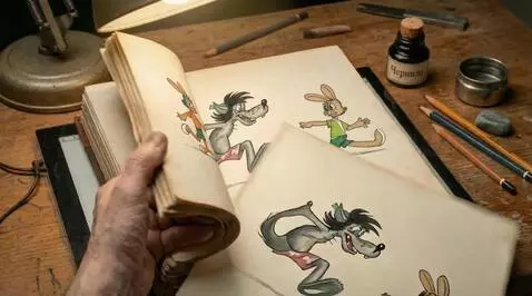 AI Video from prompt: An artist who has drawn cartoon characters quick