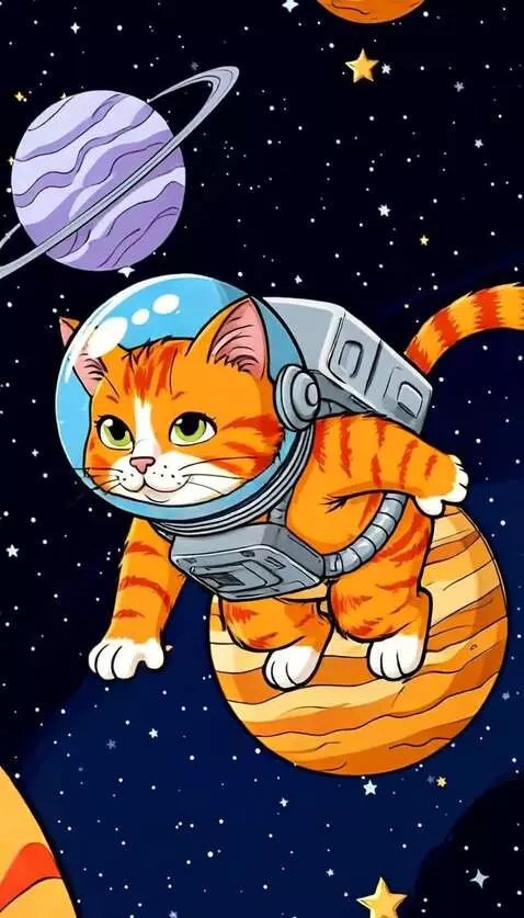 AI Video from prompt: Cat is flying in the space