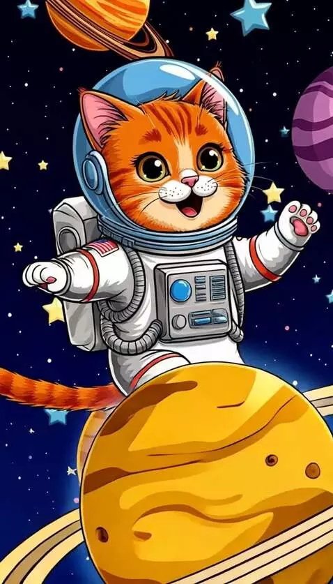 AI Video from prompt: Cat is flying over planets