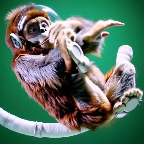AI Video from prompt: Prompt: A funny, hyper-realistic orangutan in a 