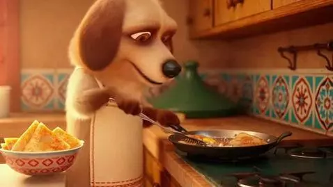 AI Video from prompt: A cute Pixar-style animated dog standing upright