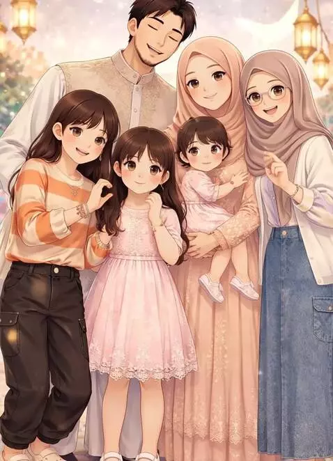 AI Video from prompt: anime style mother and eldest daughter baking to