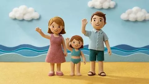 AI Video from prompt: 3D sewn-felt stop-motion style. The felt family'