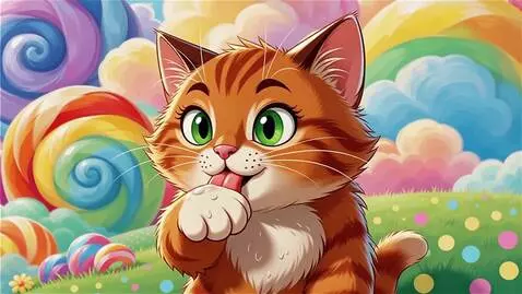 AI Video from prompt: cartoon style, classic 2D animated cat like tom 