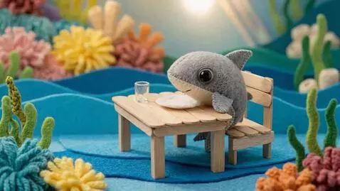 AI Video from prompt: 3D sewn-felt stop-motion style. The lonely pup l